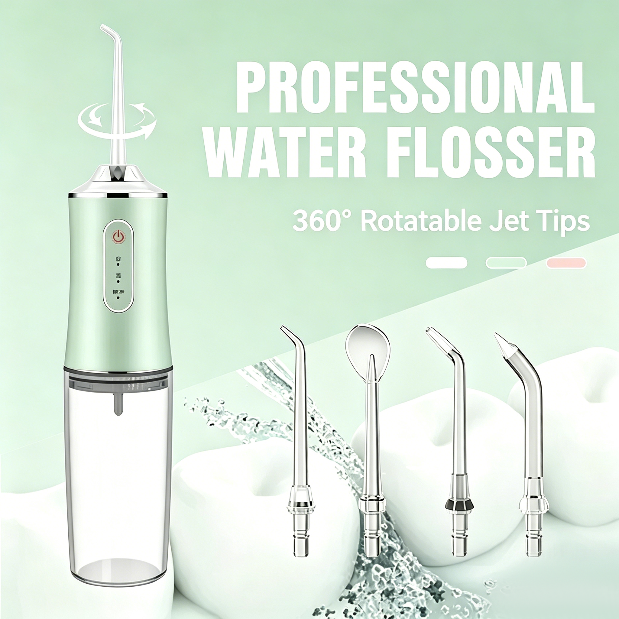 Portable Water Flosser - Cordless Pulse Oral Irrigator for Teeth Cleaning