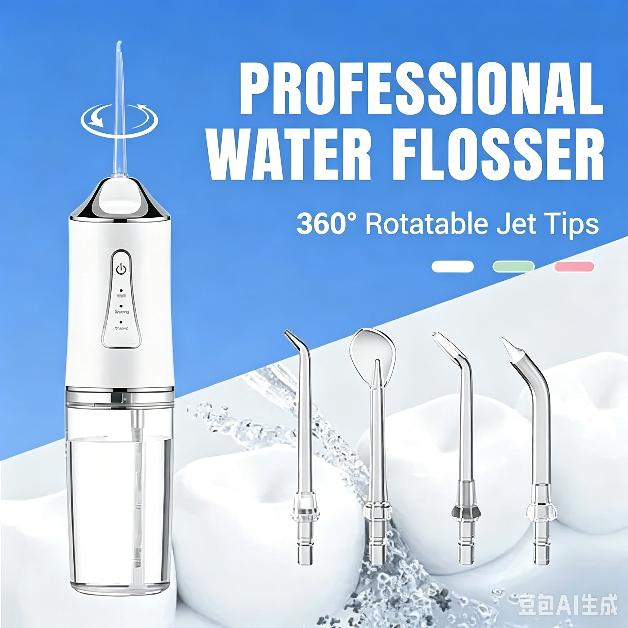 Portable Water Flosser - Cordless Pulse Oral Irrigator for Teeth Cleaning