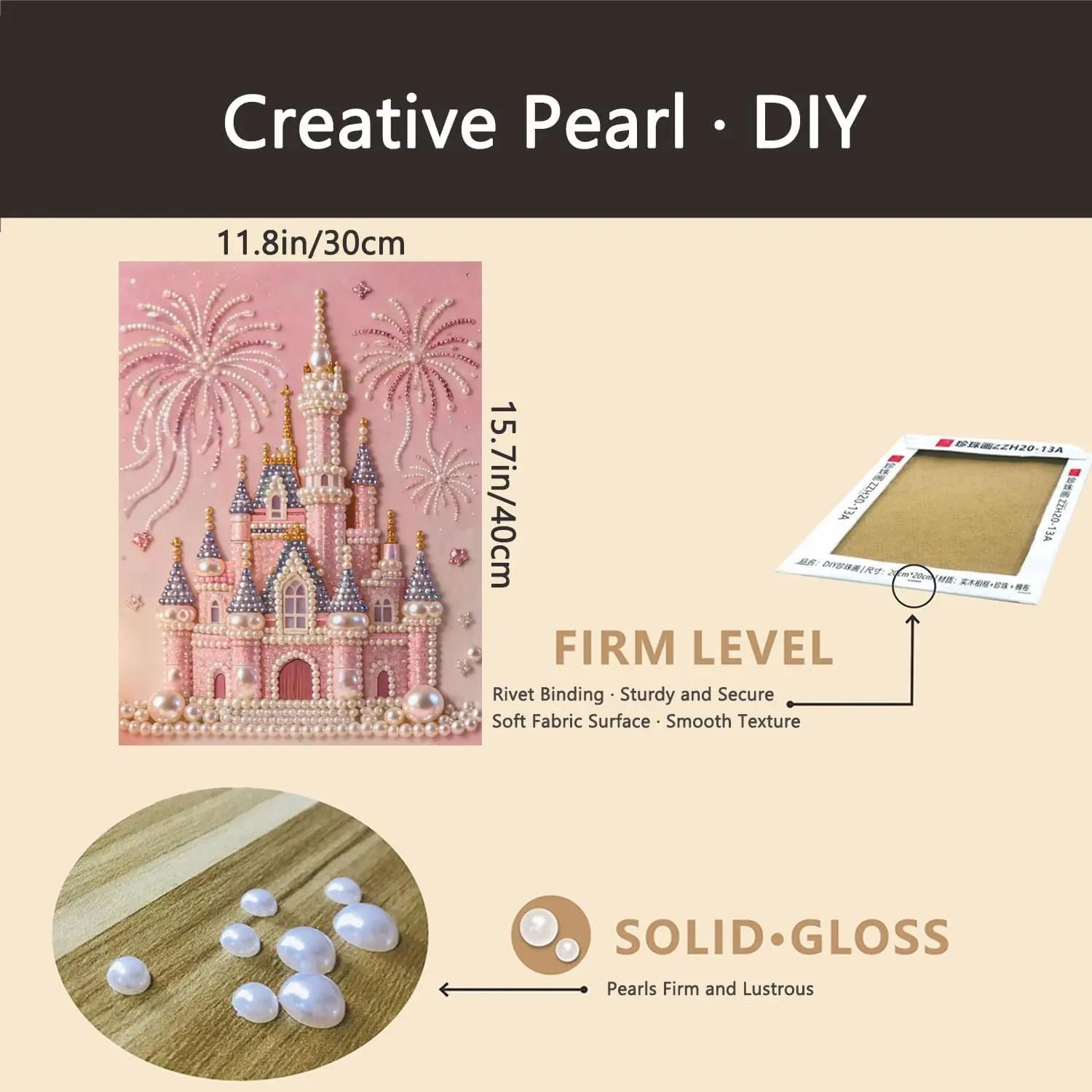 Fireworks Romantic Castle Eiffel Tower 5D Sparkling Beads Painting Set, DIY Acrylic Round Hole Fashion Embroidery Handicraft Art Set, Stress-Relief Handcraft for Parent-Child Activities, Framed Home Decoration Festival Gift (Requires Handmade)