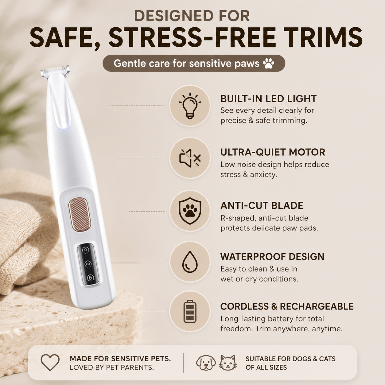 LED Pet Trimmer – Safe Grooming