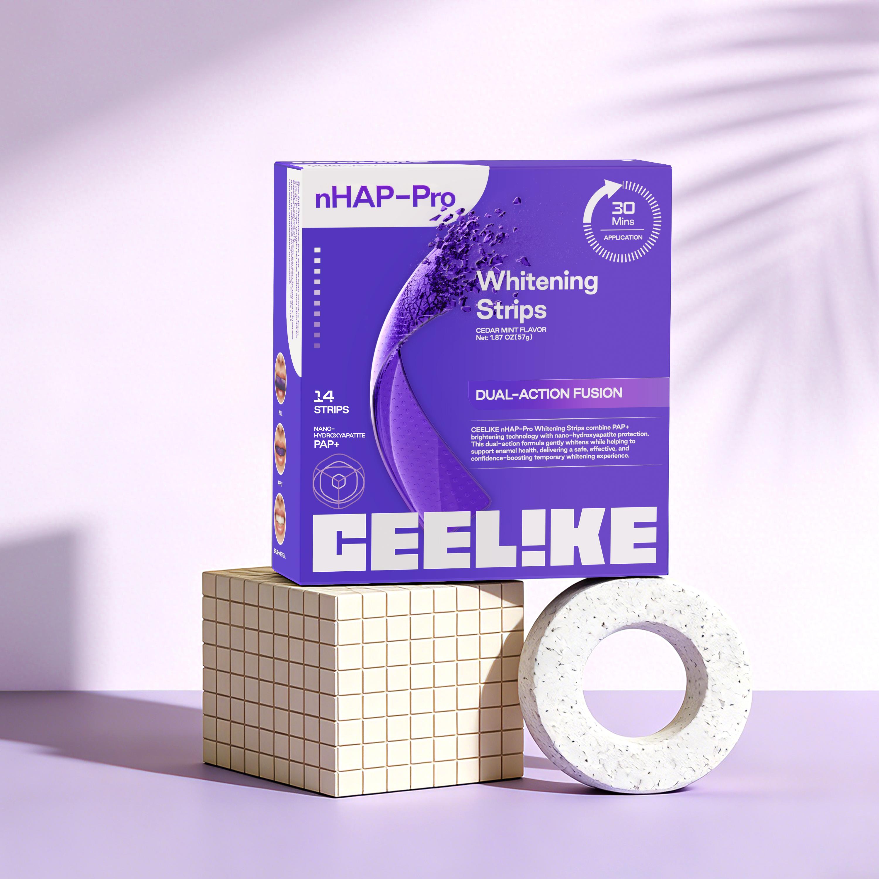 CEELIKE Purple Teeth Whitening Strips With Free Cheek Retractor - 7/21 Whitening Sessions -Nano-Hydroxyapatite Safe for Enamel - Non Sensitive Teeth Whitening - Peroxide-Free CEELIKE Purple Teeth Whitening Strips With Free Cheek Retractor - 7/21 Whitening Sessions -Nano-Hydroxyapatite Safe for Enamel - Non Sensitive Teeth Whitening - Peroxide-Free