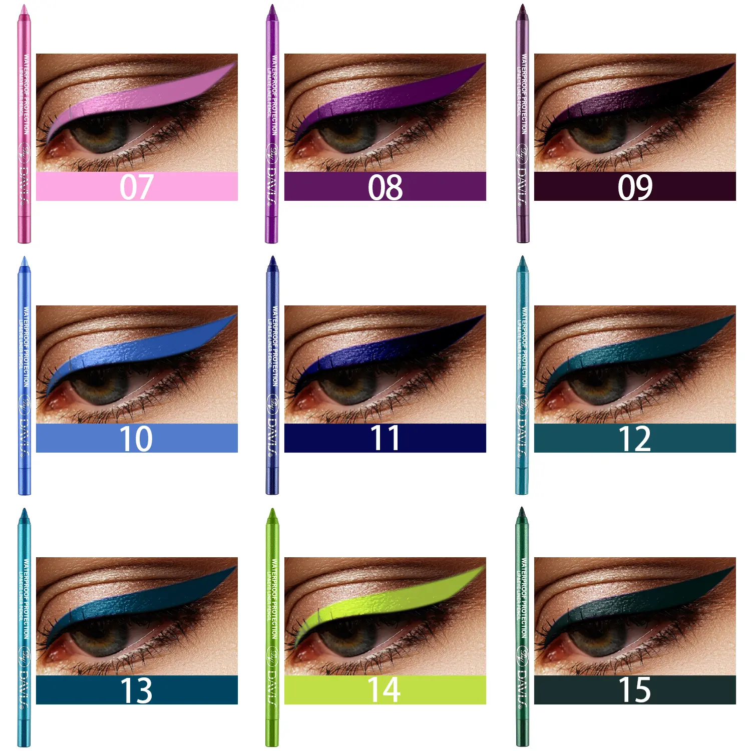 Matte & Metallic Glitter Eyeliner Set - 15 Colors