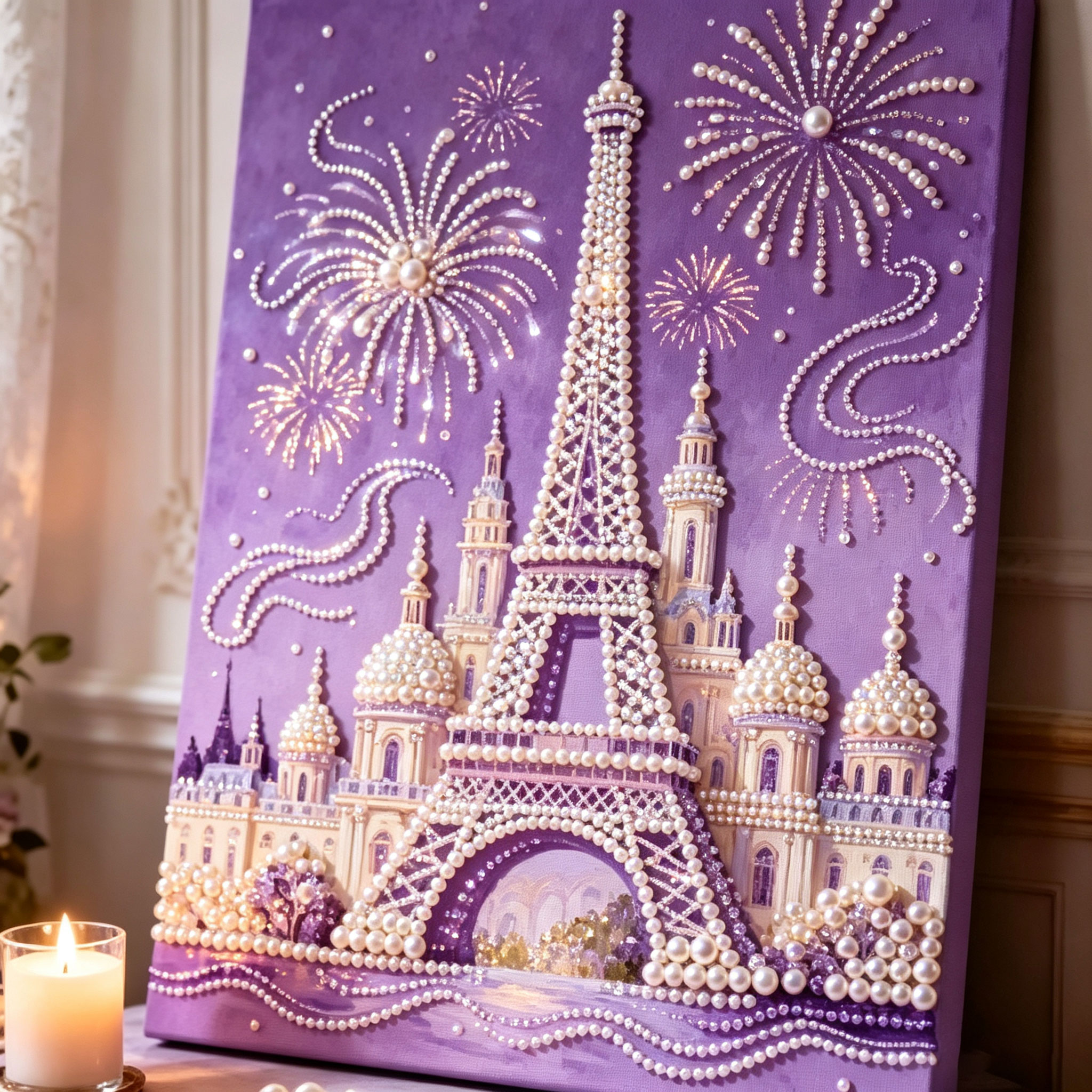 Fireworks Romantic Eiffel Tower 5D Beads Painting Set for DIY Art