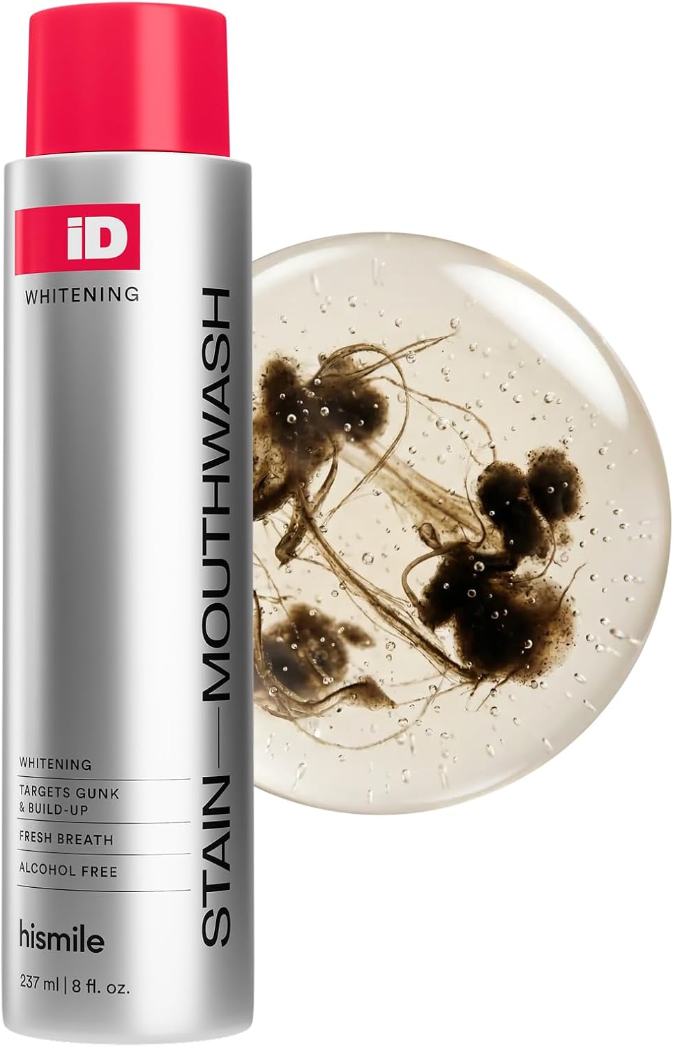 iD Stain Whitening Mouthwash, Gunk Removing Mouthwash for Fresh Breath, Hydrogen Peroxide Mouthwash to Promote Whiter Teeth, Peroxide Rinse with Essential Oils 237ml