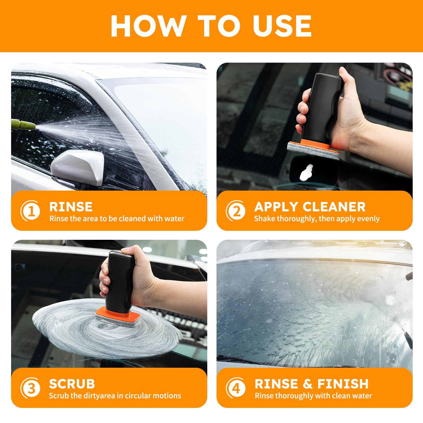 Glass Oil Film Remover for Car Windshield, Handheld Roll-On Glass Emulsion Cleaner with cleaning board, Removes Stubborn Oil Film & Grime for Improved Windshield Clarity for Safe Driving(3.5oz) (1PCS)