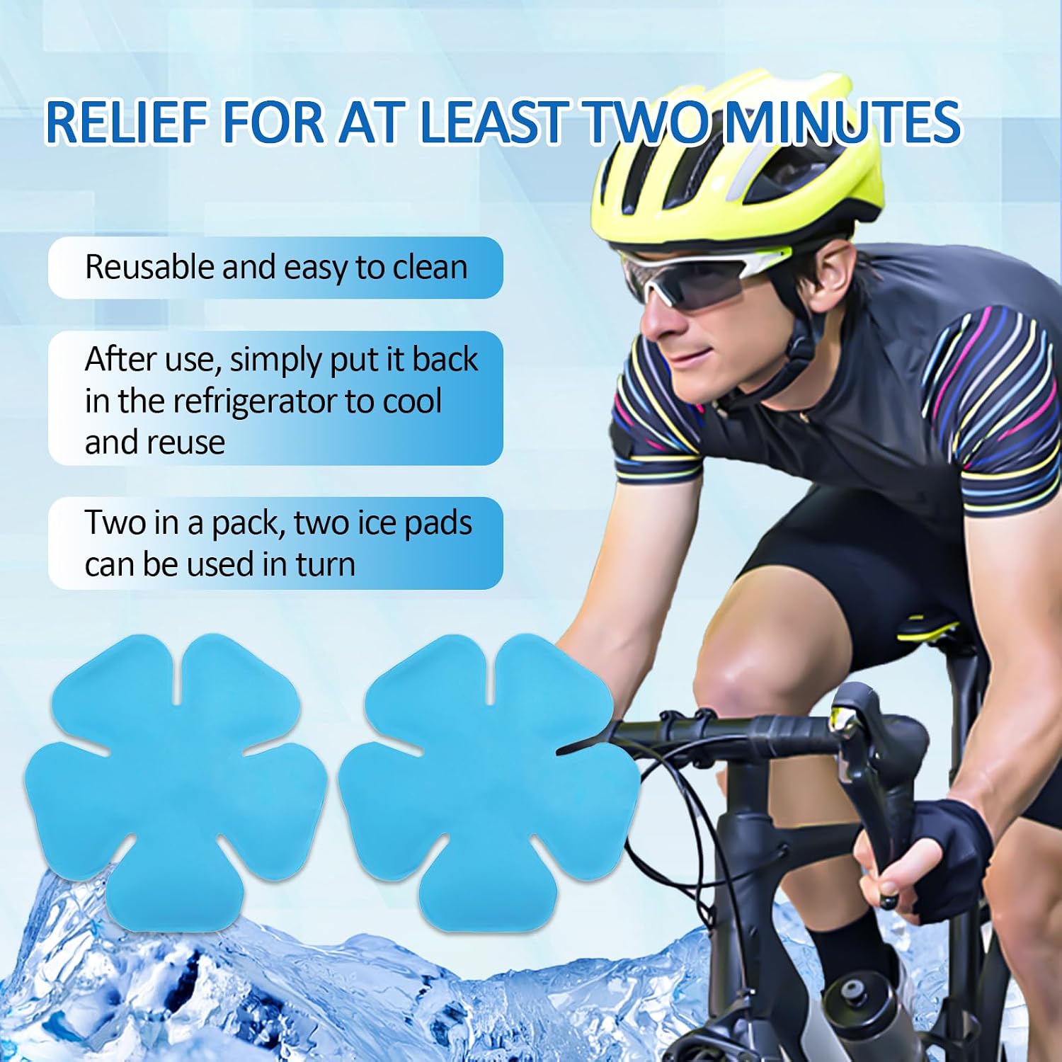 Head Cooling Ice Pack 2 Pack, Reusable Flexible Cooling Gel Liner for Regular Hats, Cycling and Catcher Helmets, Summer Heat Relief (Lake Blue)