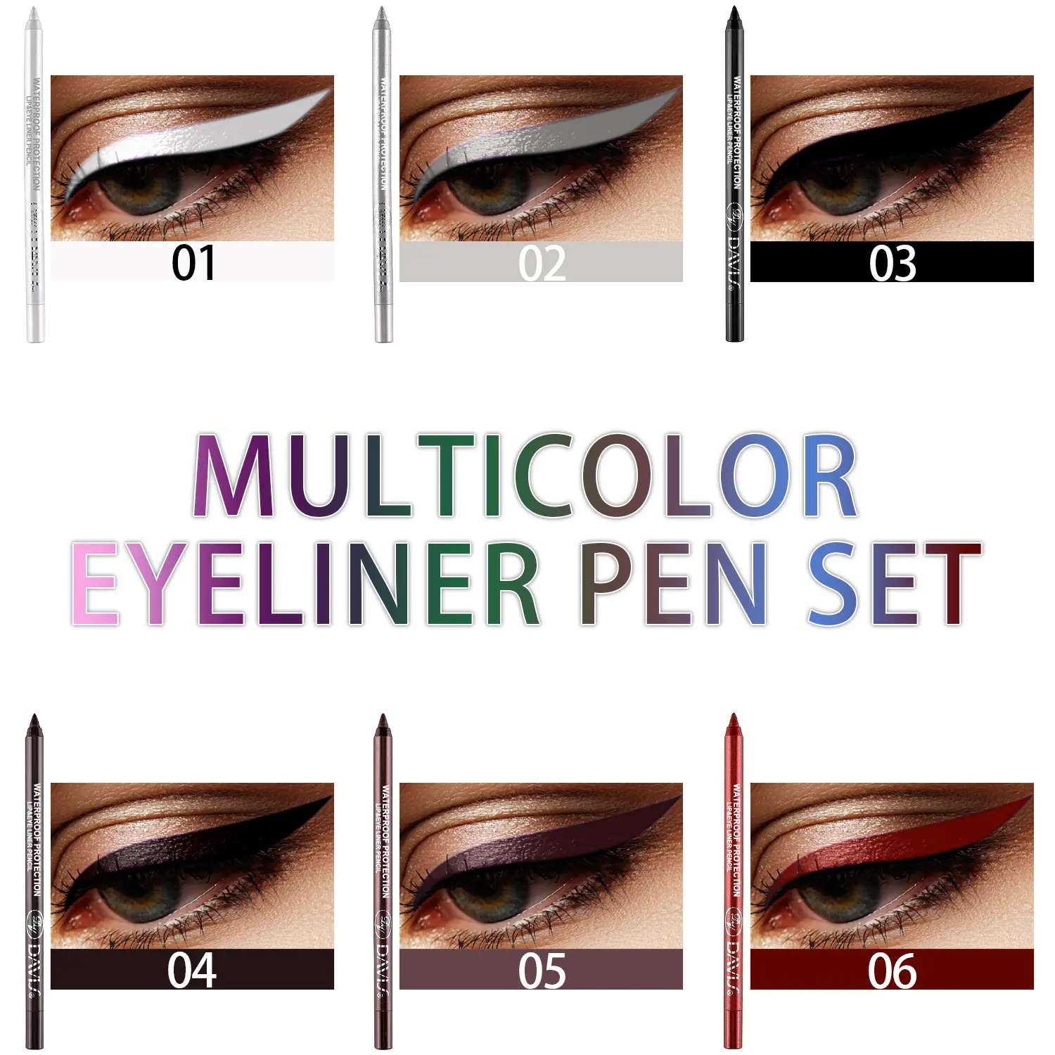 Matte & Metallic Glitter Eyeliner Set - 15 Colors