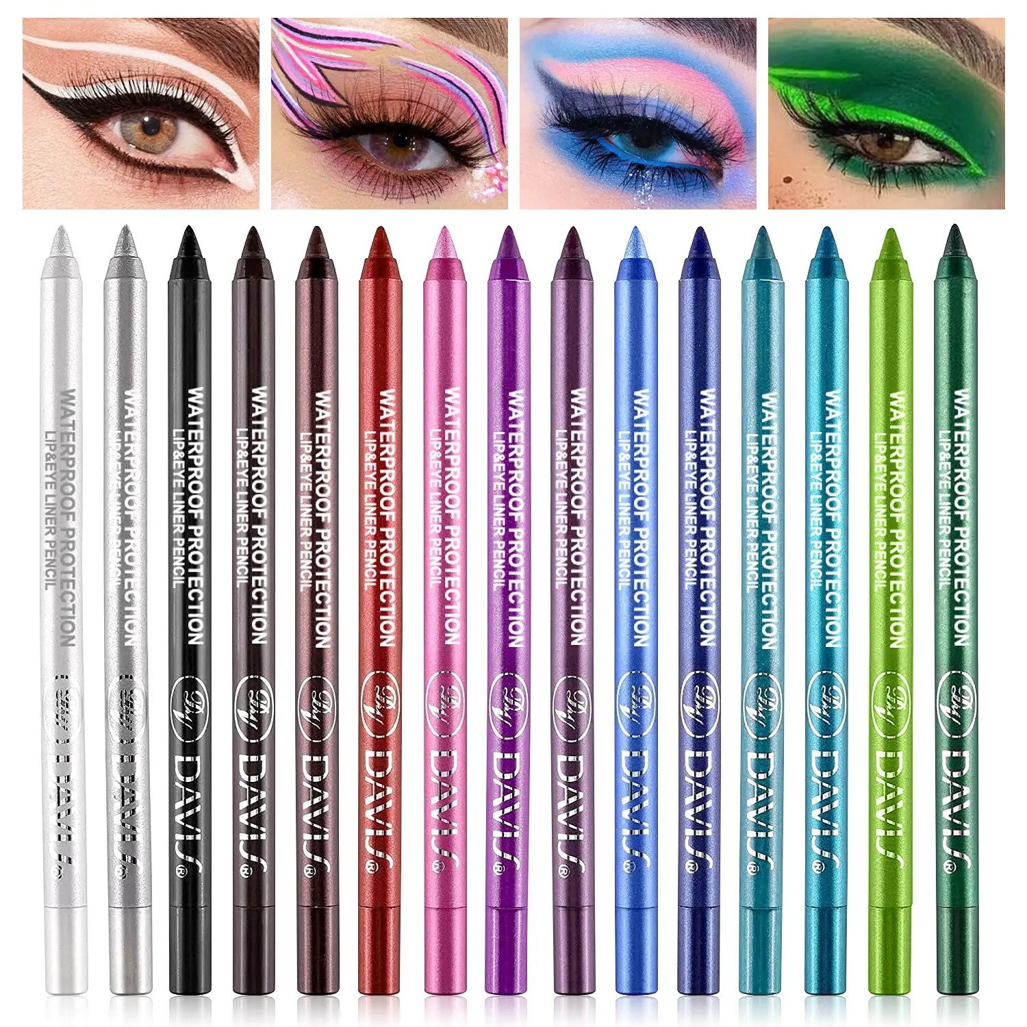 Matte & Metallic Glitter Eyeliner Set - 15 Colors