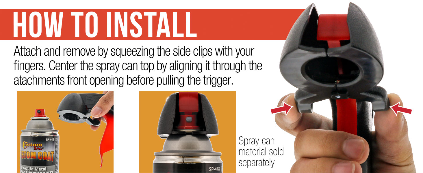 Aerosol trigger handle easy install squeeze clips to attach and align spray can before use properly