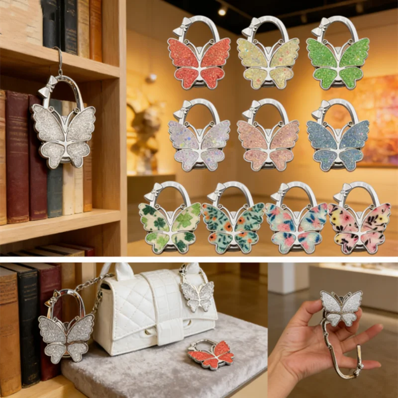 Butterfly Purse Hook Foldable Handbag Table Hanger for Women