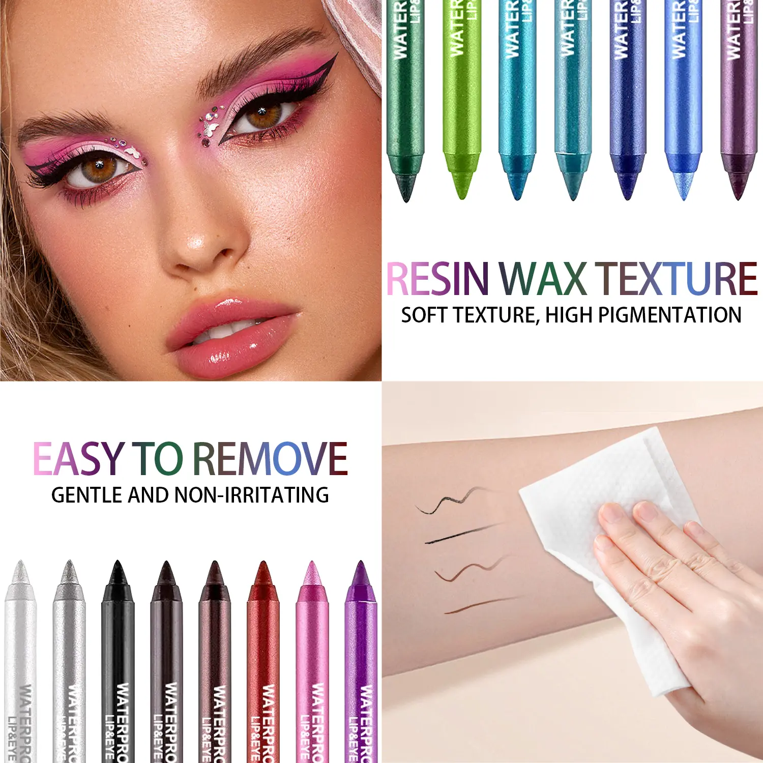 Matte & Metallic Glitter Eyeliner Set - 15 Colors