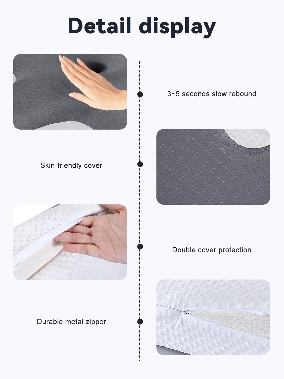 VIPfree Cooling Memory Neck Pillow, Adjustable Ergonomic Memory Foam Neck Pillows, Cervical Support VIPfree Cooling Memory Neck Pillow, Adjustable Ergonomic Memory Foam Neck Pillows, Cervical Support