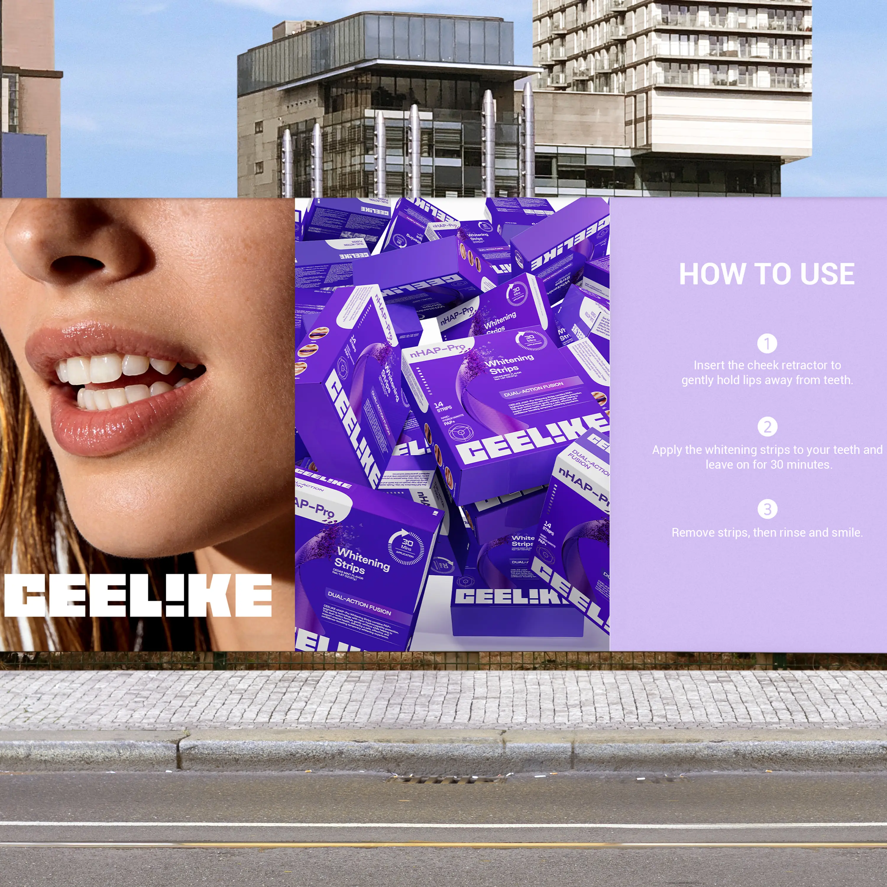  Purple Teeth Whitening Strips  With Free Cheek Retractor - 7/21 Whitening Sessions -Nano-Hydroxyapatite Safe for Enamel - Non Sensitive Teeth Whitening - Peroxide-Free