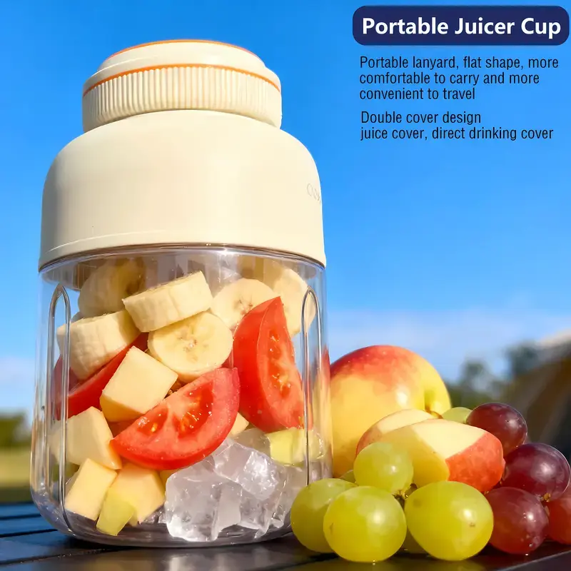 [Ensure the juicer is tightened before use.]Portable Household Appliances Juicer,USB Rechargeable Juice Blender Cup,Multifunctional juicermachine ,Summer Essentials Smoothieblender