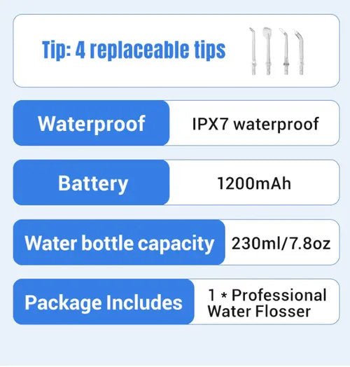 Portable Water Flosser - Cordless Pulse Oral Irrigator for Teeth Cleaning