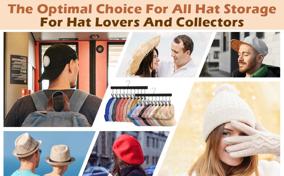 1/2 Pack Wooden Hat Organizer with 12 Stainless Steel Clips Holds Baseball Basketball Golf Caps Jeans & Yoga Pants Fits All Cap Sizes Black hanger,gift,hanging clothes,multi hanger,hanger clips,legging hanger,skirt hanger,wardrobe storage