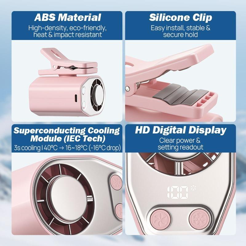 【Father's Day Gift】Joytutus Car Clip-On Fan, Car Accessories, Portable Fan with LED Display, 360&deg; Rotation, 100-Speed Stepless Adjustment, USB-Rechargeable Charging Button , Cars Accessories