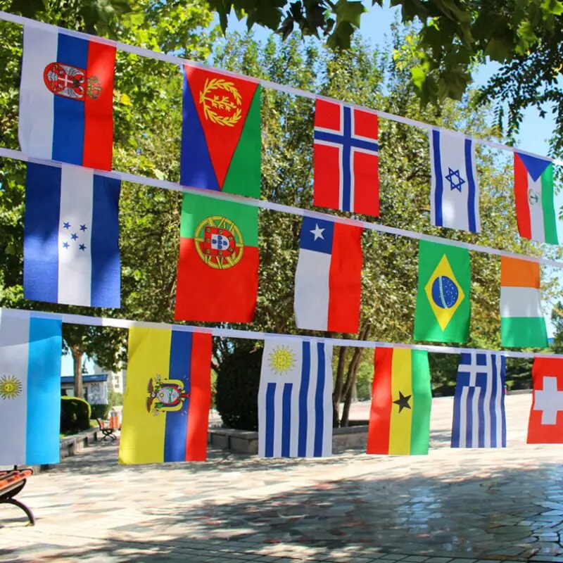 48-Country World Flags Bunting Banner Polyester String Pennants 47 Ft Indoor Outdoor Party & Game Day Decor FIFA