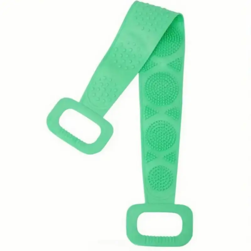 Double-Sided Silicone Back Scrubber, Exfoliating Body Brush Strap for Shower & Bath, Gentle Personal Cleaning Tool for All Skin Types