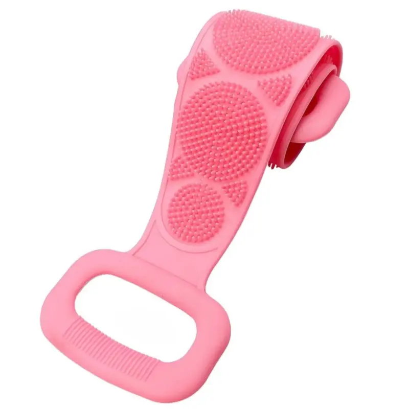 Double-Sided Silicone Back Scrubber, Exfoliating Body Brush Strap for Shower & Bath, Gentle Personal Cleaning Tool for All Skin Types