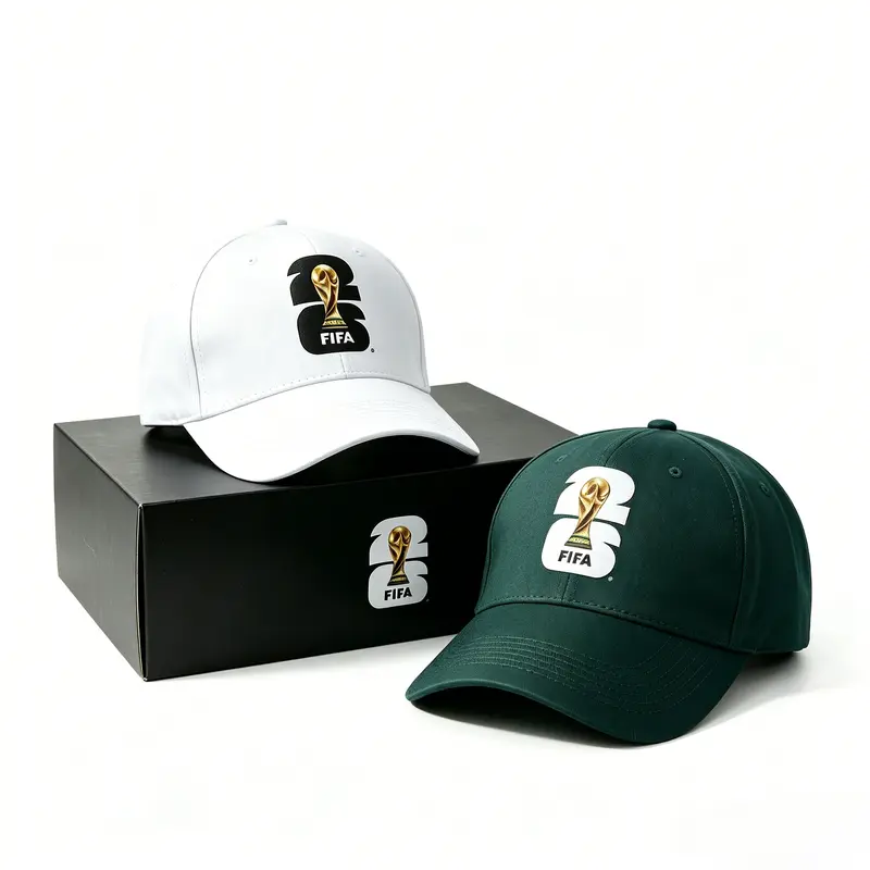 FIFA Commemorative Edition 2026 World Cup Trophy Silhouette Hat in White Green Black Collectible Fan Gear, Baseball Cap,victory cap,casual team cap