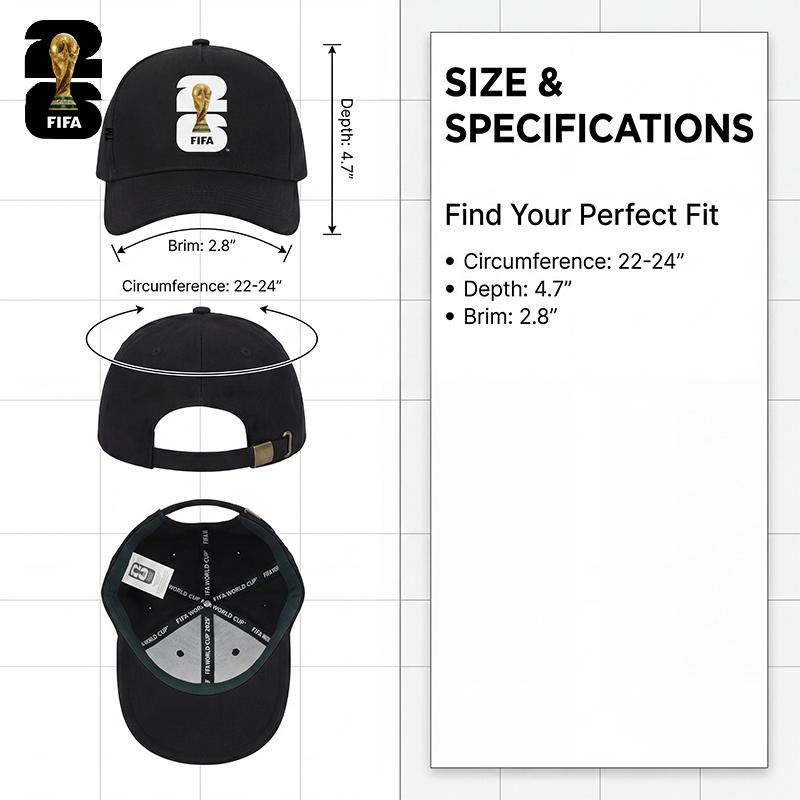 FIFA Commemorative Edition 2026 World Cup Trophy Silhouette Hat in White Green Black Collectible Fan Gear, Baseball Cap,victory cap,casual team cap