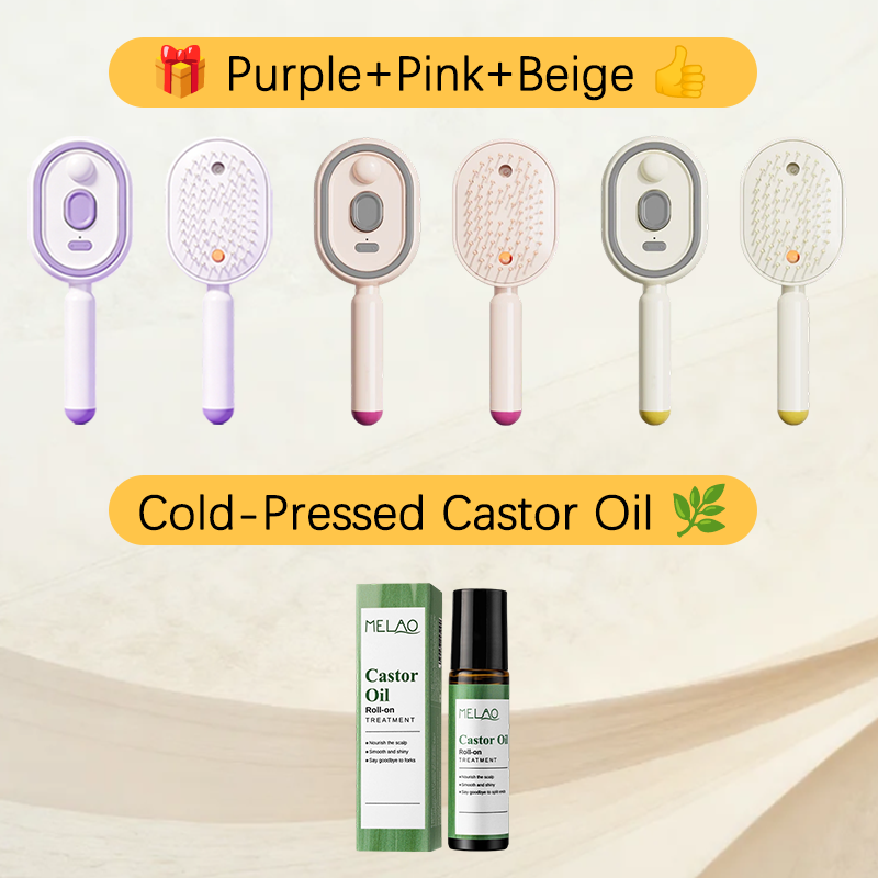🔥ProGlide™🇬🇧 Scalp Massager Comb 💆‍♀️ – Self-Cleaning 🧼, Tangle-Free ✂️ & Frizz-Control Hair Brush with Soothing Mist Spray 💨✨ | Perfect for Dry, Brittle Hair 💧🌟