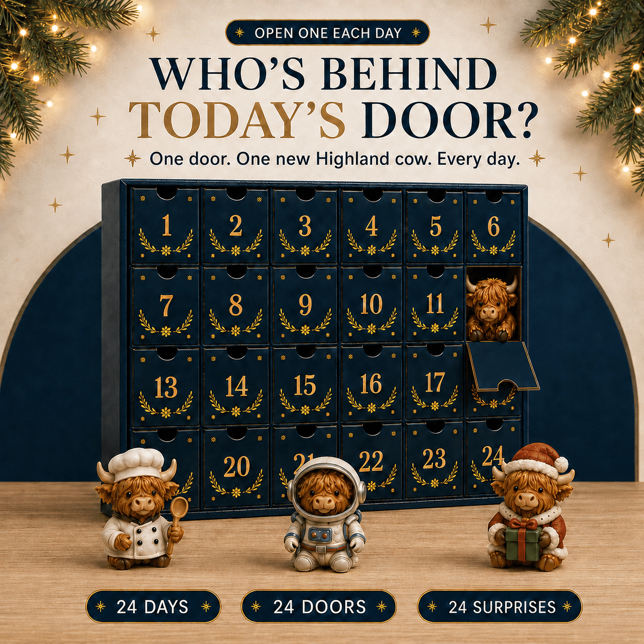 🏆Limited Time Sale 50% OFF 🎄🐮24 Days of Highland Cow Advent Calendar Christmas gifts