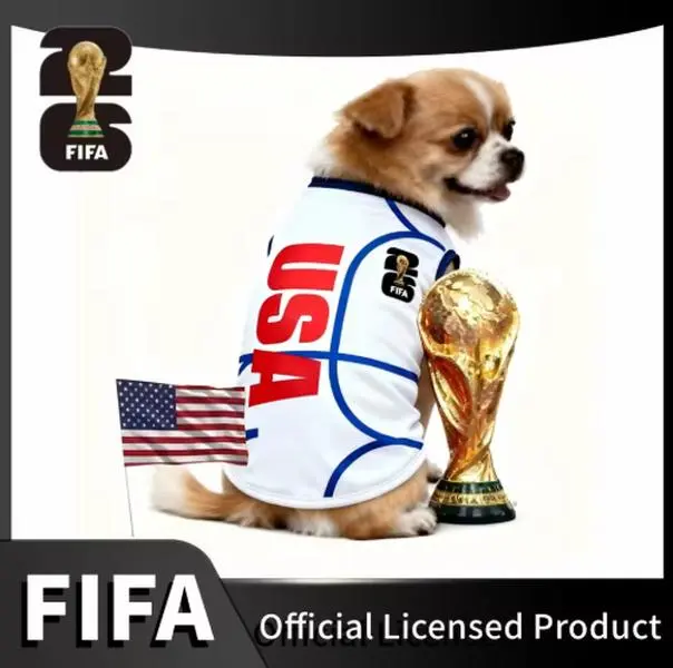 FIFA World Cup Official 2026 Licensed Luxury Pet Clothes Dog Jerseys  Cat T-shirt Comfortable Dog Apparel T Shirt Support USA/Mexico/Argentina/Brazil