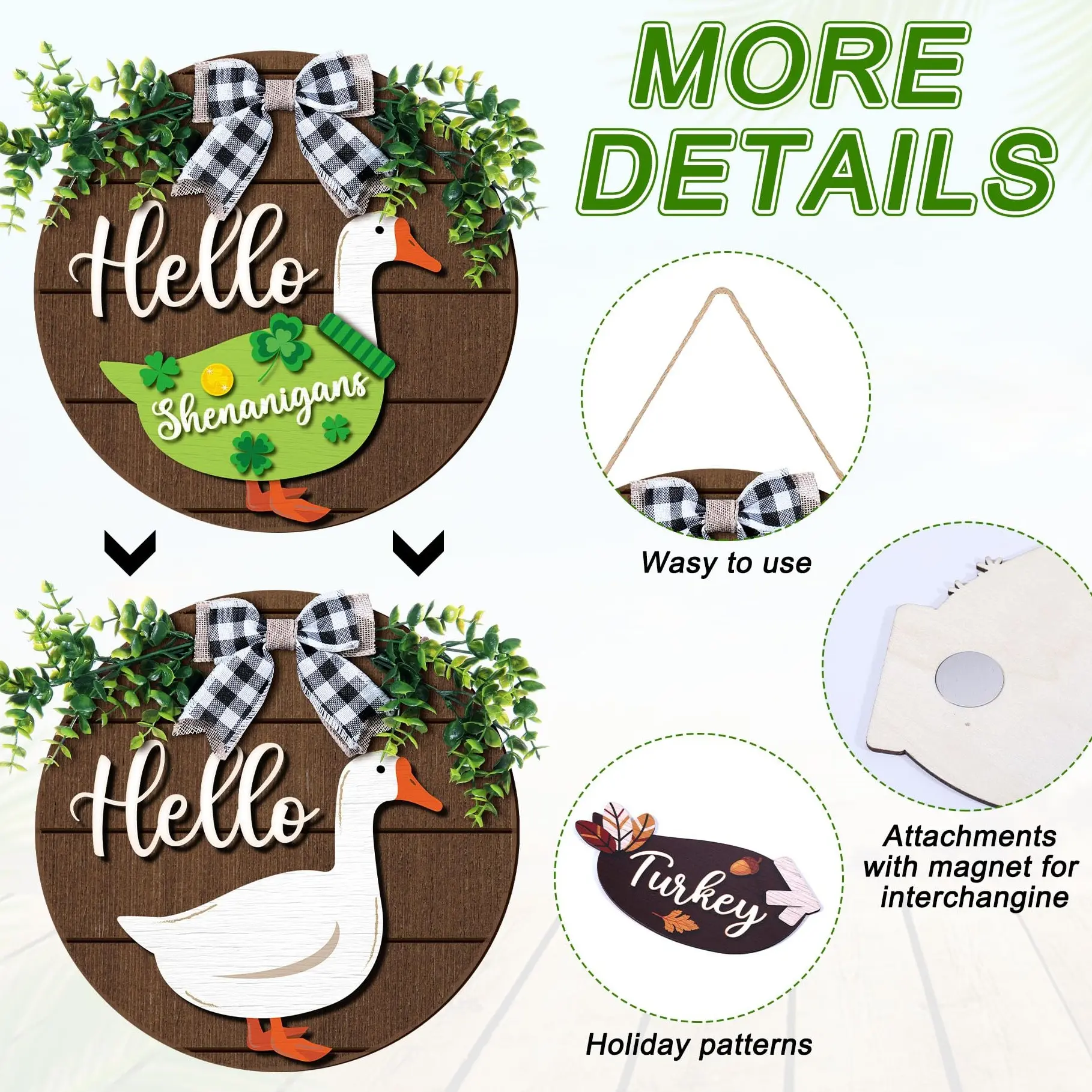 Gejoy Magnetic Interchangeable Goose Sign, Wooden