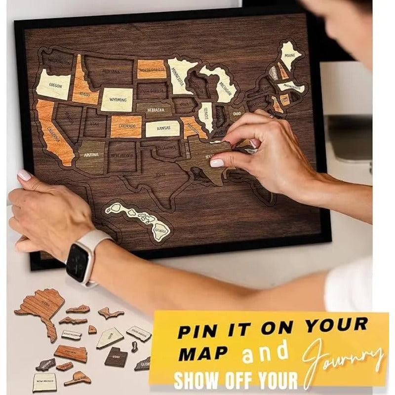 Wooden USA Travel Map Puzzle GIFTS