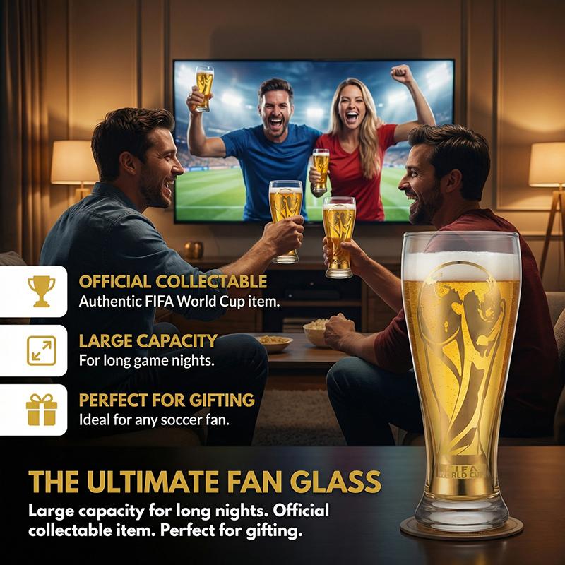 Father's Day Exclusive | 2026 FIFA World Cup Glass Set Made of premium glass with trophy-style gold trim. Suitable for gifting to boyfriends, daily home use and parties. Reusable cups with a variety of combinations to choose from,summerwins