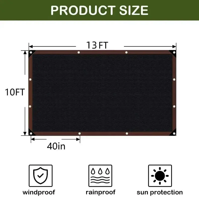 90% Blackout Sun Shade Cloth (Black) 10x13ft,UV-Resistant Shade Net.Heavy-Duty Mesh Shade Net with Reinforced Grommets,Patio, Camping, Garden, Pergola, Greenhouse Summer Essential,Privacy Screen Fence Mesh Shade Net,summervibes outdoorfun.tiktok shop deal