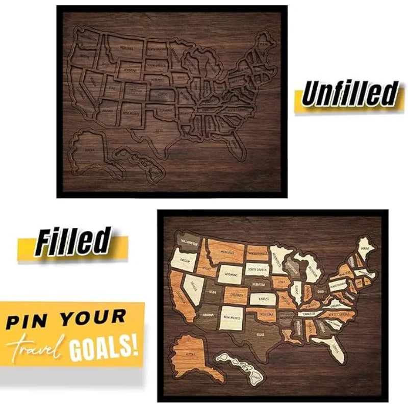 Wooden USA Travel Map Puzzle GIFTS