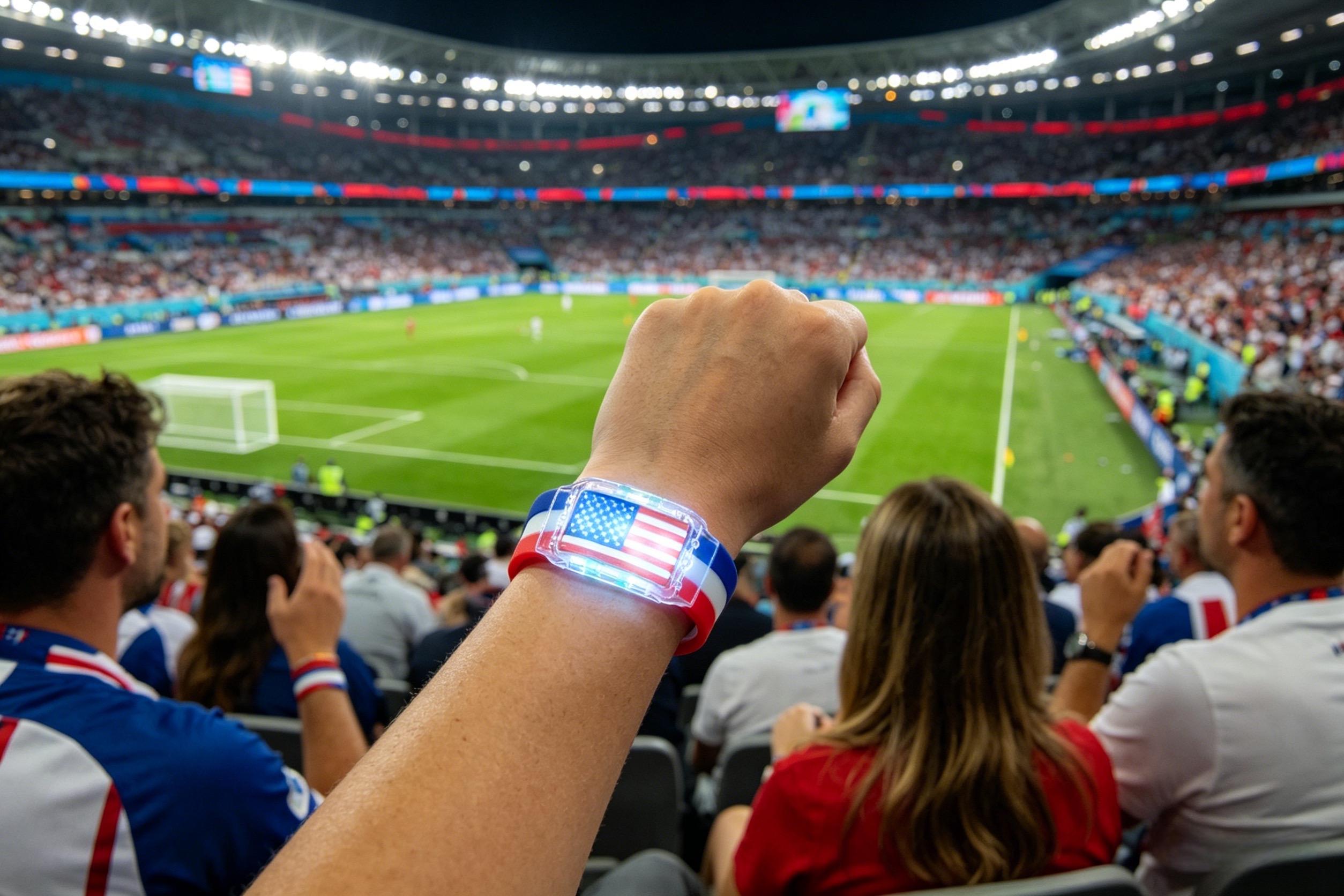 LED illuminated wristbands, silicone illuminated bracelets for sports enthusiasts, fan cheering accessories, national flag illuminated wristbands suitable for nighttime activities, concerts, and parties, adjustable, waterproof, 2PC