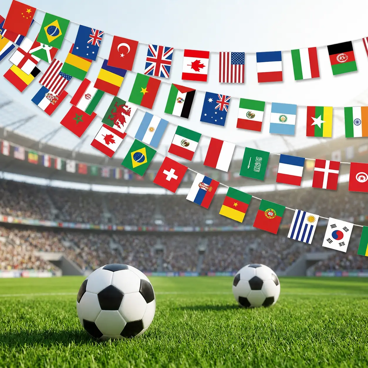 48-Country World Flags Bunting Banner Polyester String Pennants 47 Ft Indoor Outdoor Party & Game Day Decor FIFA