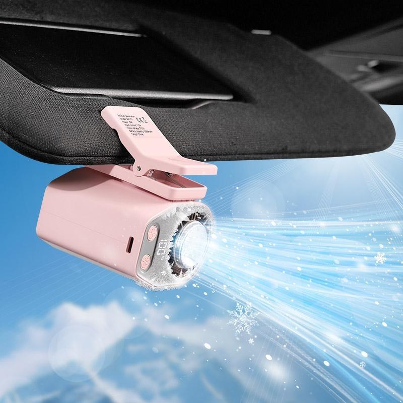 【Father's Day Gift】Joytutus Car Clip-On Fan, Car Accessories, Portable Fan with LED Display, 360&deg; Rotation, 100-Speed Stepless Adjustment, USB-Rechargeable Charging Button , Cars Accessories
