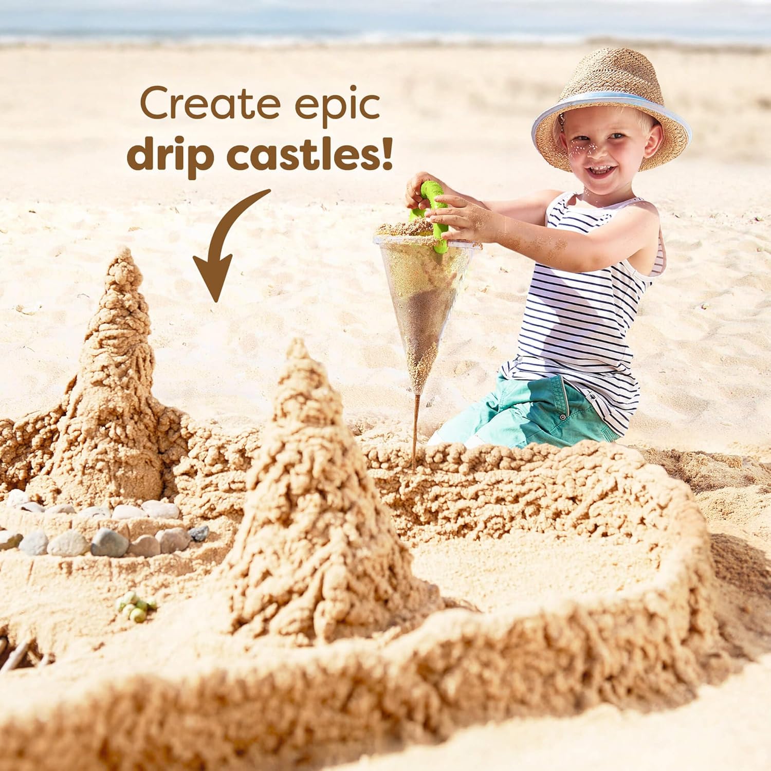 Spilling Funnel XXL with Sifting Shovel - Ultimate Sand & Water Mixing STEM Learning Activity, Kids Beach Toys & Kids Outdoor Toys for 3+