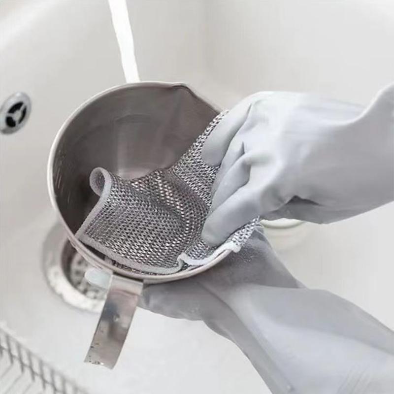 10&20PCS Double-Layer Steel Wire Cleaning Cloth Non-Scratch WireDishcloth Rag Heavy Duty Scrub Pads Multi-Purpose SilverMesh Scouring Pads for Dishes, Pots, Pans