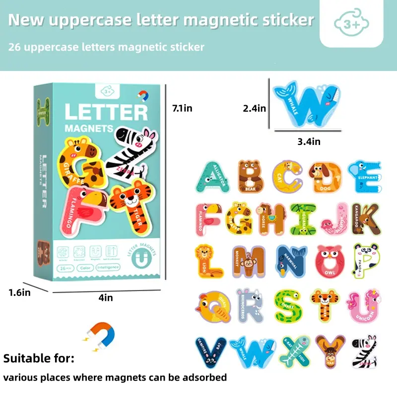 Magnetic Letters 26 Animal Alphabet Magnets for Kids