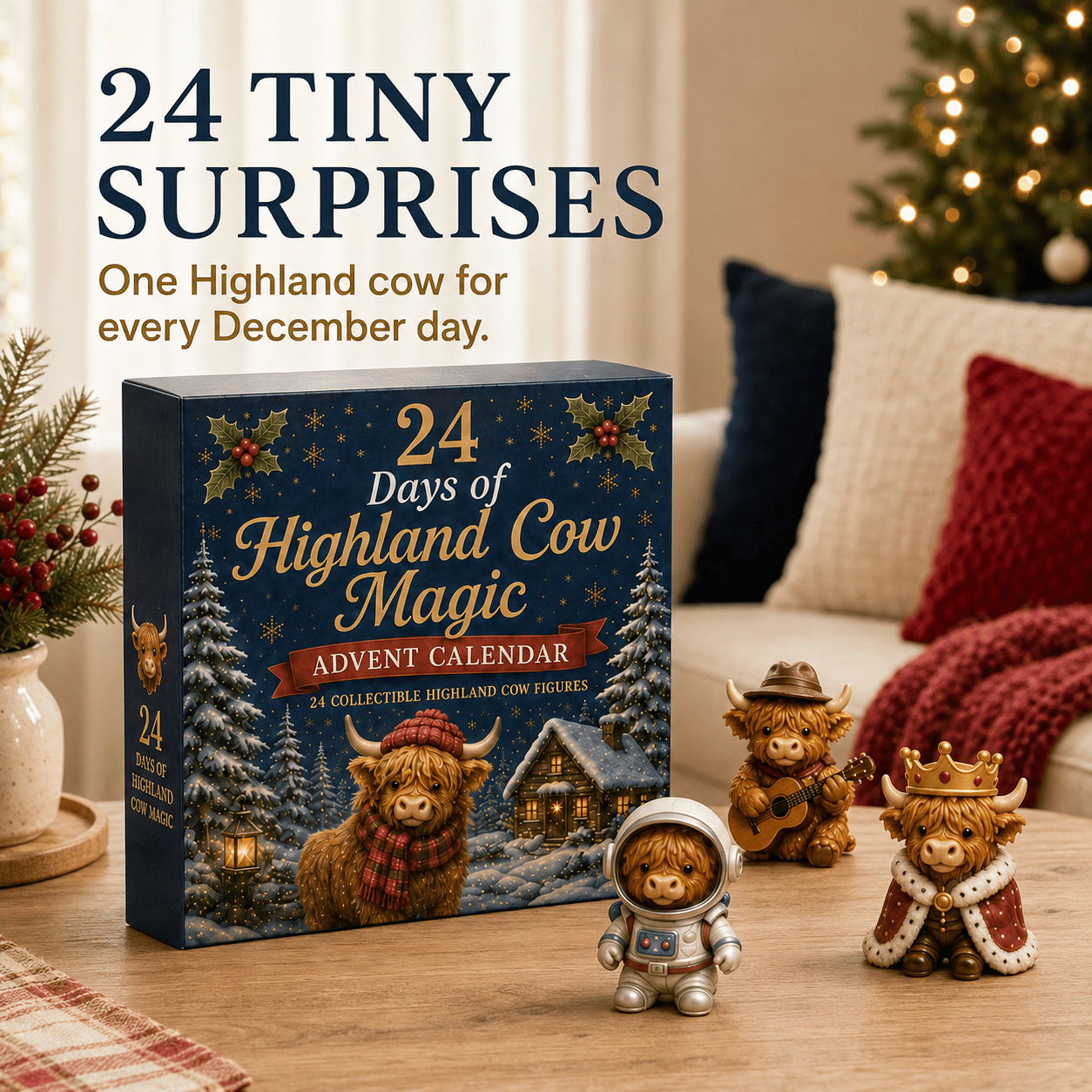 🏆Limited Time Sale 50% OFF 🎄🐮24 Days of Highland Cow Advent Calendar Christmas gifts