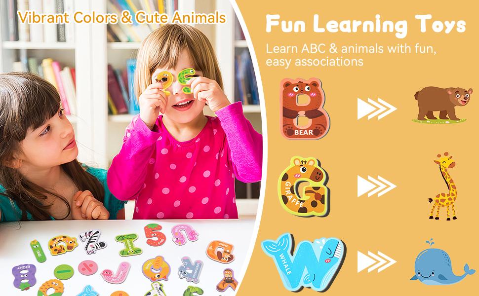 Magnetic Letters 26 Animal Alphabet Magnets Fun Preschool Learning Toy Large Fridge Magnets for Spelling Games Ideal Educational Gift for Toddlers