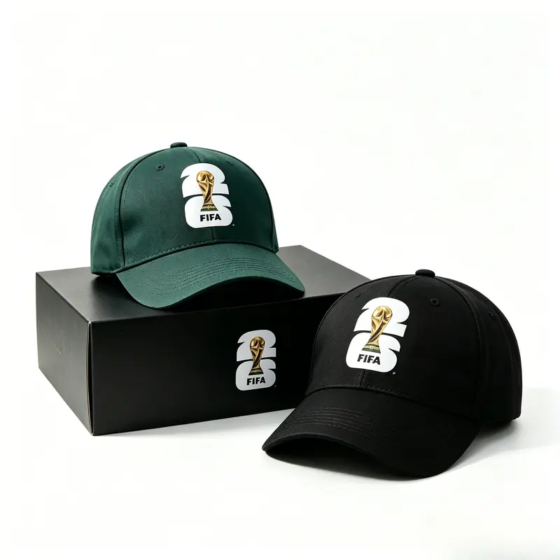 FIFA Commemorative Edition 2026 World Cup Trophy Silhouette Hat in White Green Black Collectible Fan Gear, Baseball Cap,victory cap,casual team cap