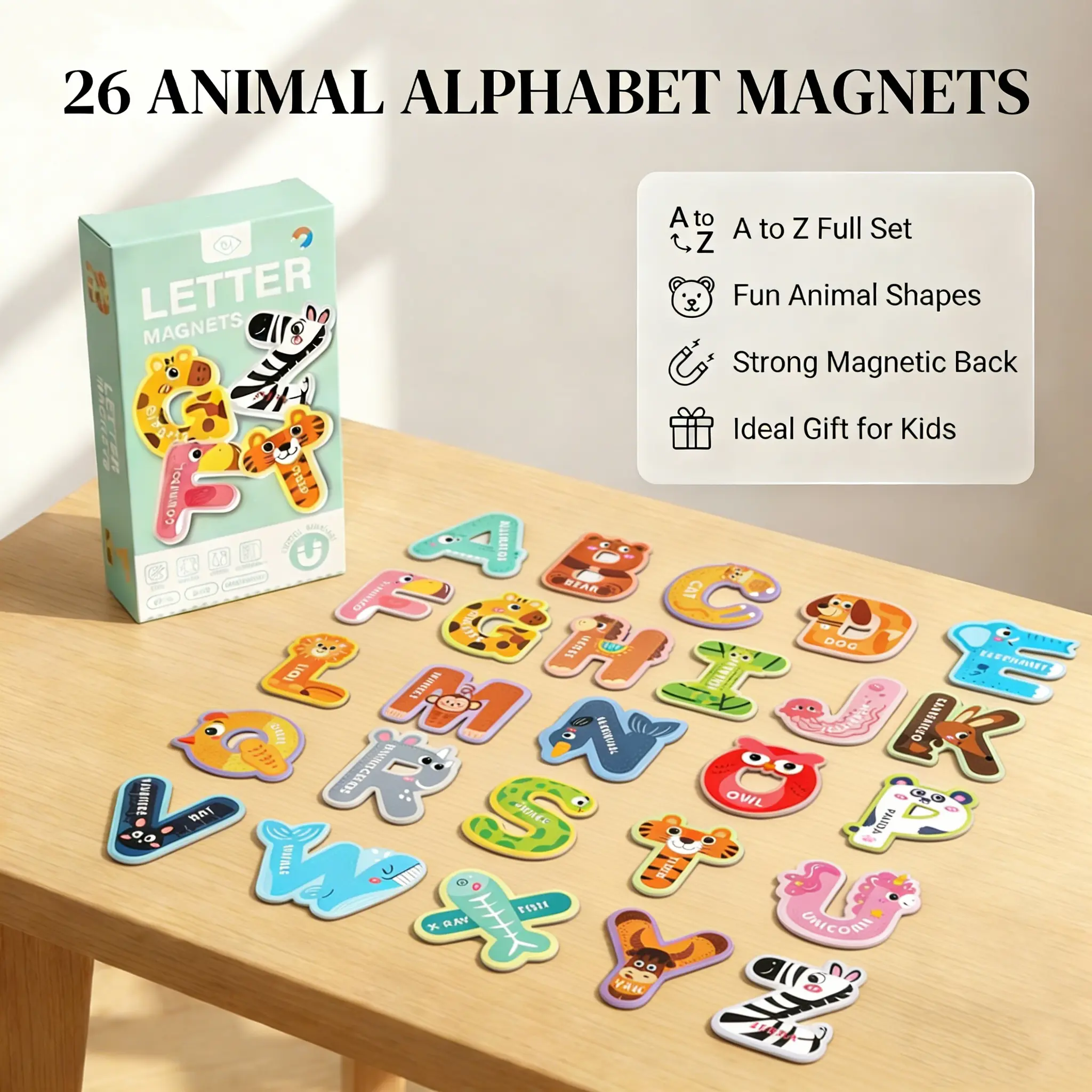 Magnetic Letters 26 Animal Alphabet Magnets for Kids