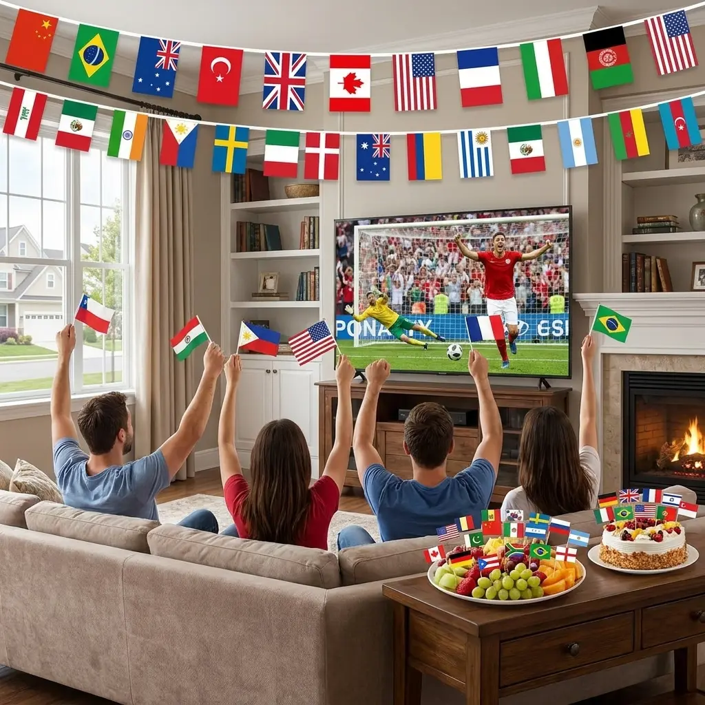 48-Country World Flags Bunting Banner Polyester String Pennants 47 Ft Indoor Outdoor Party & Game Day Decor FIFA