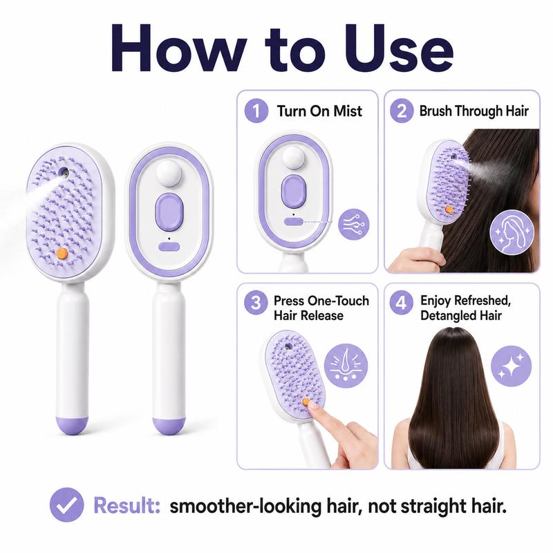 🔥ProGlide™🇬🇧 Scalp Massager Comb 💆‍♀️ – Self-Cleaning 🧼, Tangle-Free ✂️ & Frizz-Control Hair Brush with Soothing Mist Spray 💨✨ | Perfect for Dry, Brittle Hair 💧🌟