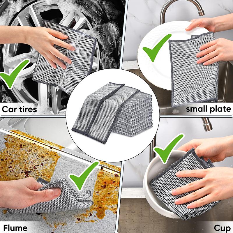 10&20PCS Double-Layer Steel Wire Cleaning Cloth Non-Scratch WireDishcloth Rag Heavy Duty Scrub Pads Multi-Purpose SilverMesh Scouring Pads for Dishes, Pots, Pans