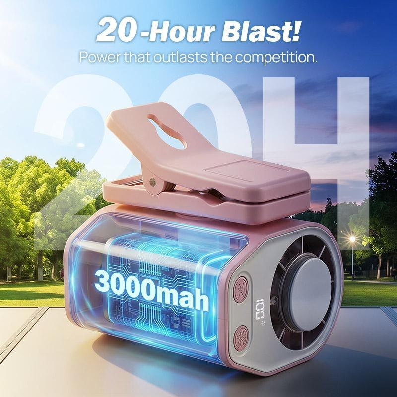 【Father's Day Gift】Joytutus Car Clip-On Fan, Car Accessories, Portable Fan with LED Display, 360&deg; Rotation, 100-Speed Stepless Adjustment, USB-Rechargeable Charging Button , Cars Accessories