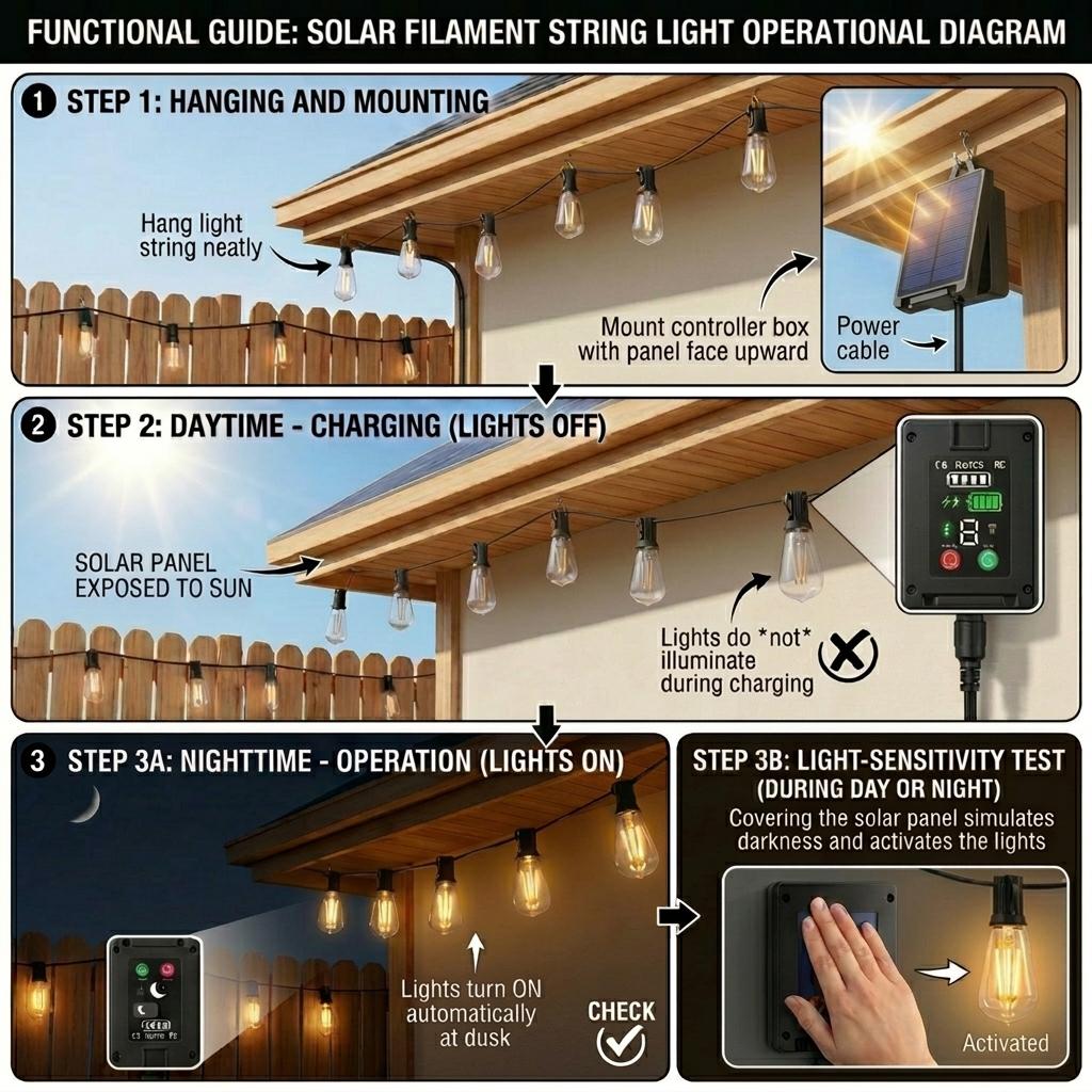 【GLEAM】100FT Solar String Lights, Light Sensor Activated (Day Charge/Night Auto On), Waterproof & Shatterproof, 8 Modes with Dusk to Dawn and Dimmable, Great for Patio, Porch, or Garden