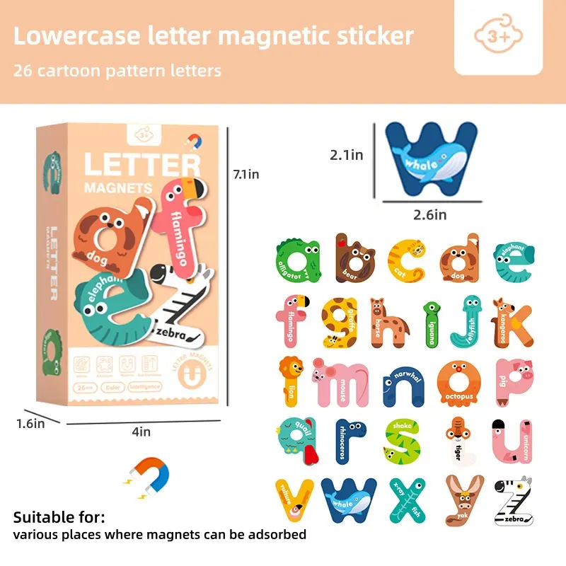 Magnetic Letters 26 Animal Alphabet Magnets for Kids